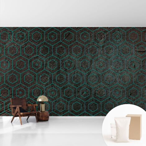 Fototapete Tapete Vliestapete mit Kleber - Wandtattoo - leicht anzubringen - Wandverkleidung Geometrisches Muster 416x254 cm