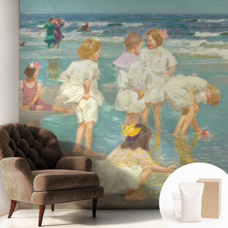 Fototapete Tapete Vliestapete mit Kleber - Wandtattoo - leicht anzubringen - Wandverkleidung Kindheit am Strand 250x250 cm