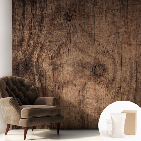 Fototapete Tapete Vliestapete mit Kleber - Wandtattoo - leicht anzubringen - Wandverkleidung Rustikales Holz 250x250 cm