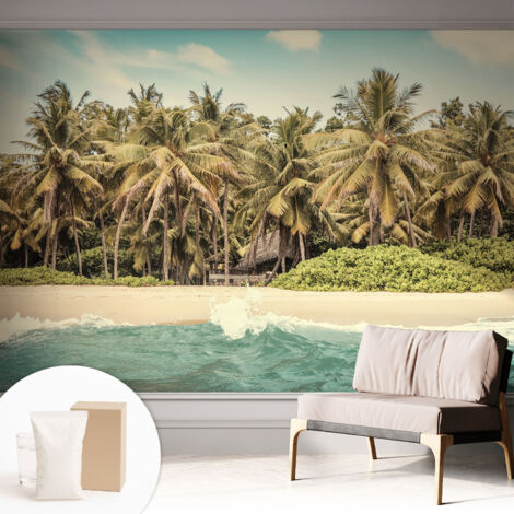 Fototapete Tapete Vliestapete mit Kleber - Wandtattoo - leicht anzubringen - Wandverkleidung Tropischer Strand 312x219 cm