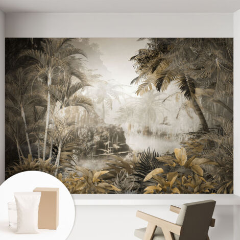 Fototapete Tapete Vliestapete mit Kleber - Wandtattoo - leicht anzubringen - Wandverkleidung Tropischer Wald 152x104 cm