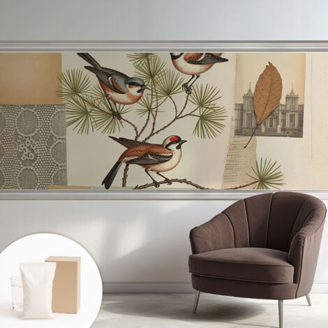 Fototapete Tapete Vliestapete mit Kleber - Wandtattoo - leicht anzubringen - Wandverkleidung Vogelcollage 250x104 cm