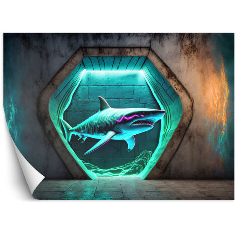 Fototapete Tiere Neon Delphin 100x70 cm