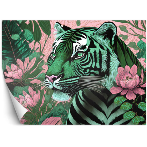 Fototapete Tiger Tiere Tropische Abstraktion 100x70 cm