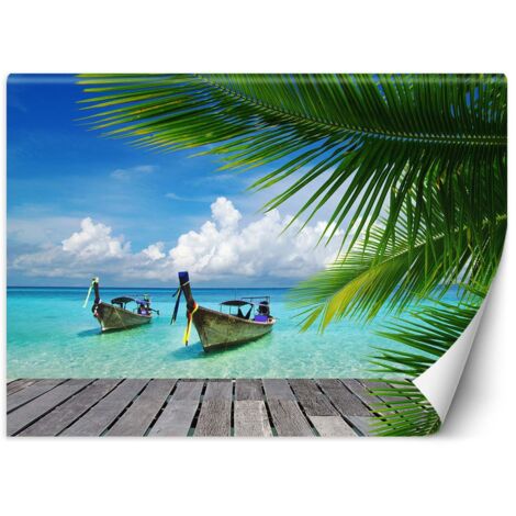 Fototapete, Tropischer Strand, Palmen, Natur – 150 x 105