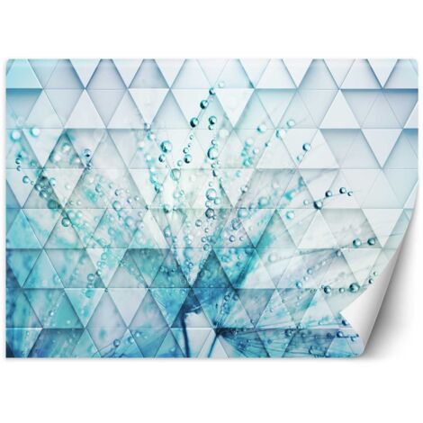 Fototapete, Türkiser Löwenzahn in Tautropfen – 250x175