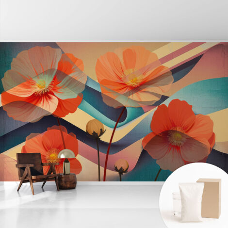 Fototapete Vliestapete mit Kleber - modern Wohnzimmer - Wanddekoration - einfach anzubringen Blumen der Sinne 416x254 cm