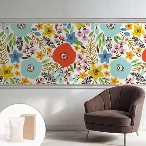 Fototapete Vliestapete mit Kleber - modern Wohnzimmer - Wanddekoration - einfach anzubringen Blumenmuster 250x104 cm