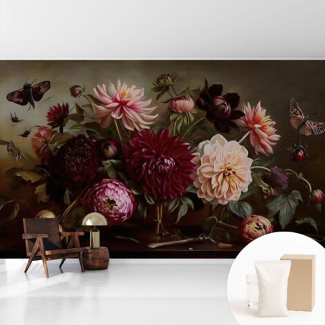 Fototapete Vliestapete mit Kleber - modern Wohnzimmer - Wanddekoration - einfach anzubringen Blumige Pracht 416x254 cm