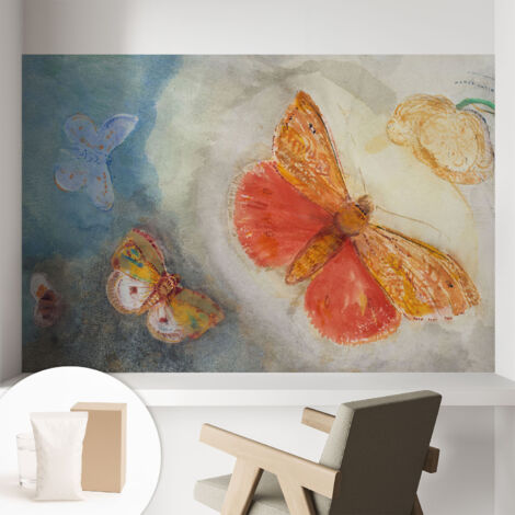Fototapete Vliestapete mit Kleber - modern Wohnzimmer - Wanddekoration - einfach anzubringen Bunte Schmetterlinge 104x70 cm