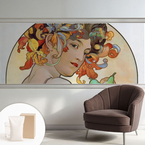 Fototapete Vliestapete mit Kleber - modern Wohnzimmer - Wanddekoration - einfach anzubringen Farbenfroher Jugendstil 250x104 cm