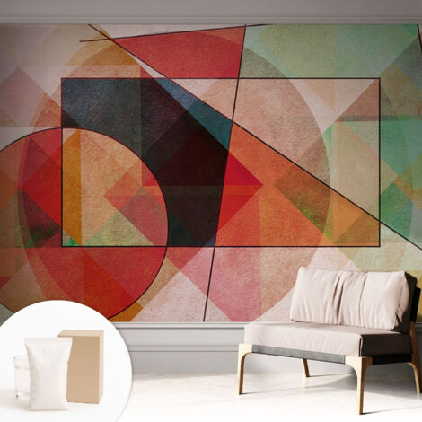 Fototapete Vliestapete mit Kleber - modern Wohnzimmer - Wanddekoration - einfach anzubringen Geometrische Abstraktion 312x219 cm