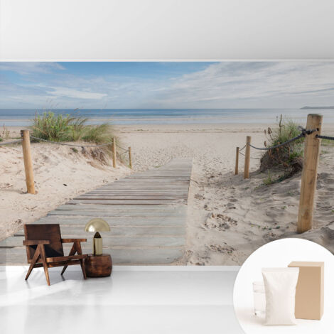 Fototapete Vliestapete mit Kleber - modern Wohnzimmer - Wanddekoration - einfach anzubringen Holzsteg 416x254 cm