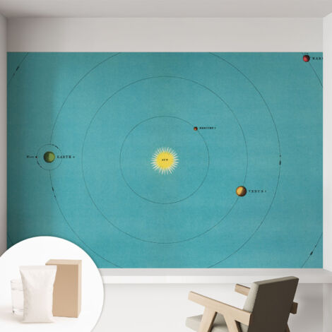 Fototapete Vliestapete mit Kleber - modern Wohnzimmer - Wanddekoration - einfach anzubringen Kosmisches System 152x104 cm