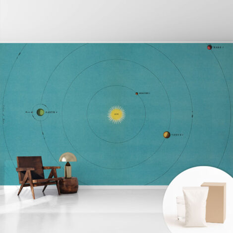 Fototapete Vliestapete mit Kleber - modern Wohnzimmer - Wanddekoration - einfach anzubringen Kosmisches System 416x254 cm