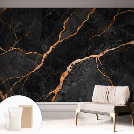 Fototapete Vliestapete mit Kleber - modern Wohnzimmer - Wanddekoration - einfach anzubringen Marmoradern 312x219 cm