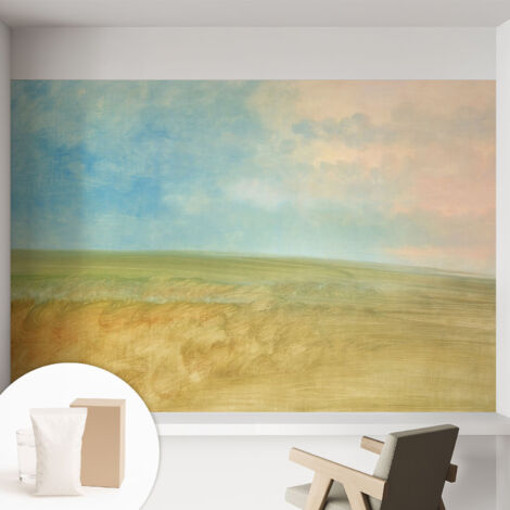 Fototapete Vliestapete mit Kleber - modern Wohnzimmer - Wanddekoration - einfach anzubringen Pastellfarbene Felder 152x104 cm