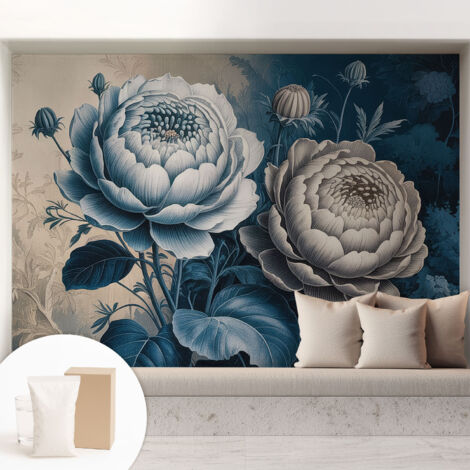 Fototapete Vliestapete mit Kleber - modern Wohnzimmer - Wanddekoration - einfach anzubringen Romantische Blumen 208x146 cm