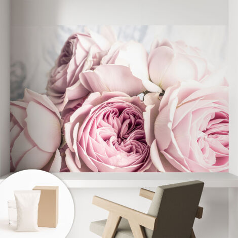 Fototapete Vliestapete mit Kleber - modern Wohnzimmer - Wanddekoration - einfach anzubringen Rosa Rosen 104x70 cm