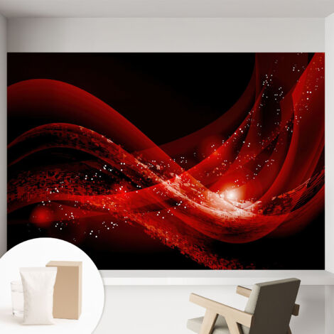 Fototapete Vliestapete mit Kleber - modern Wohnzimmer - Wanddekoration - einfach anzubringen Roter Strudel 152x104 cm