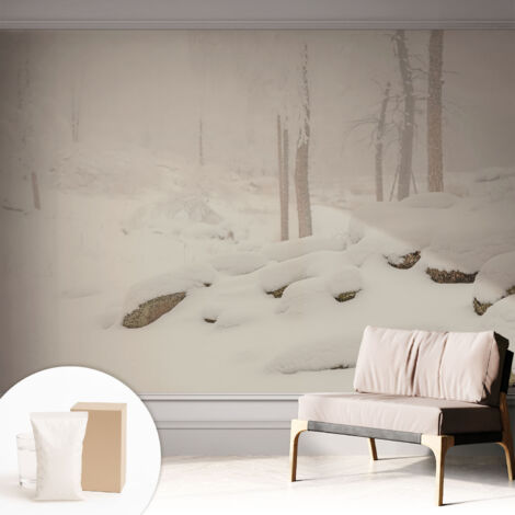 Fototapete Vliestapete mit Kleber - modern Wohnzimmer - Wanddekoration - einfach anzubringen Schneewald 312x219 cm