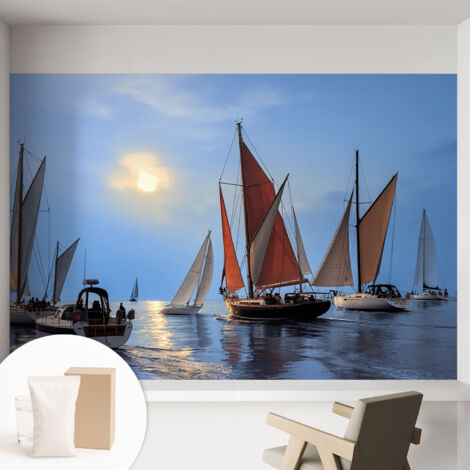 Fototapete Vliestapete mit Kleber - modern Wohnzimmer - Wanddekoration - einfach anzubringen Segelabenteuer 152x104 cm
