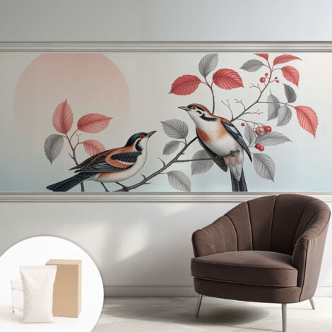 Fototapete Vliestapete mit Kleber - modern Wohnzimmer - Wanddekoration - einfach anzubringen Sitzende Vögel 250x104 cm