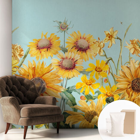 Fototapete Vliestapete mit Kleber - modern Wohnzimmer - Wanddekoration - einfach anzubringen Sommergarten 250x250 cm