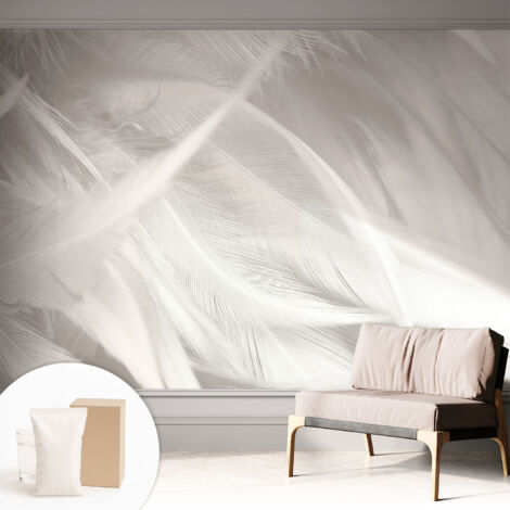 Fototapete Vliestapete mit Kleber - modern Wohnzimmer - Wanddekoration - einfach anzubringen Zarte Federn 312x219 cm