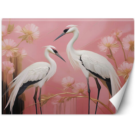 Fototapete Vögel Kraniche Rosa 100x70 cm