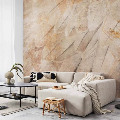 Fototapete – Vogelflügel – minimalistische Nahaufnahme von beigen Federn mit Muster