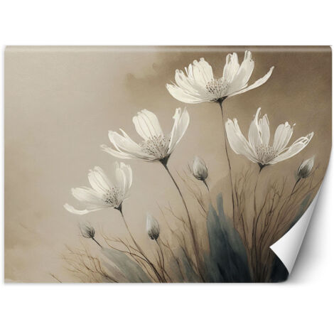 Fototapete Weiße Blumen Abstraktion 100x70 cm