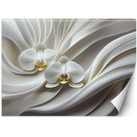 Fototapete Weiße Orchidee abstrakt 3D 100x70 cm