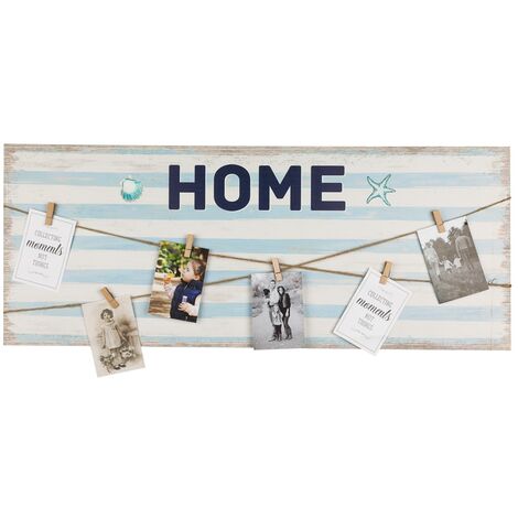 Fotowand HOME 100 x 40 cm Holz Bilder Galerie Wandcollage Dekoration Klammern