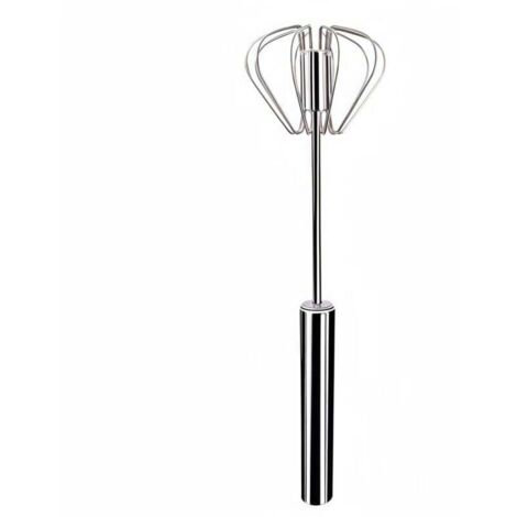 Fouet à œufs en acier inoxydable, mélangeur rotatif à poussée manuelle, mousseur à lait polyvalent, agitateur manuel pour mélanger, fouetter, battre et remuer (29 cm)