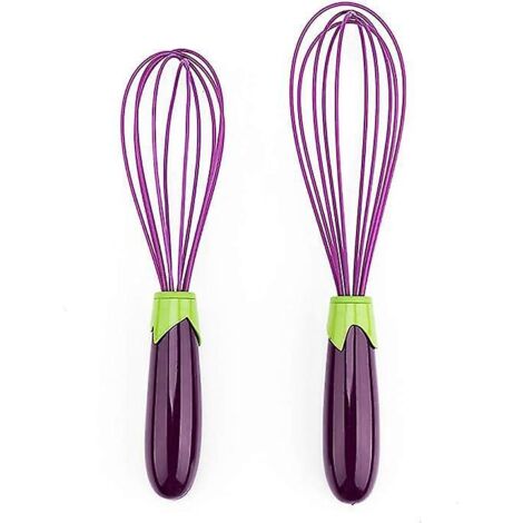 fouet De Cuisine Lot De 2 (violet) Fouet De Cuisine En Silicone Fouet Multifonction Fouet Fouet Avec Mignon Manche De Lgume Fouet Pour La Cuisson
