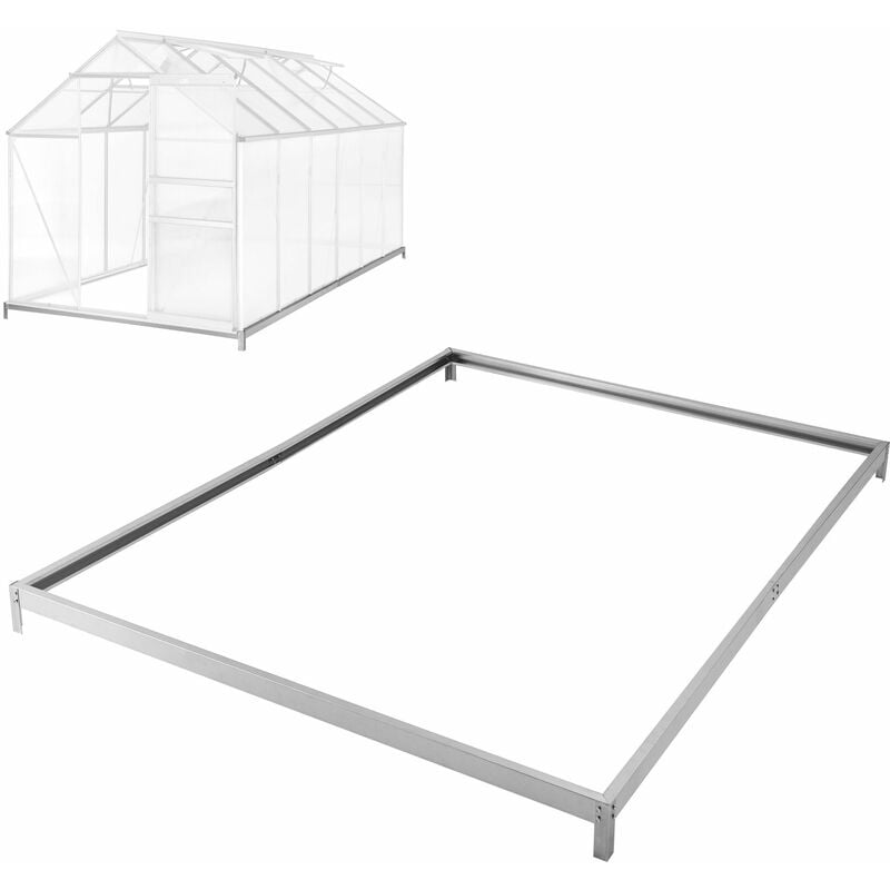 Foundation for greenhouse - greenhouse base, greenhouse foundation - 375 x 190 x 12 cm - silver