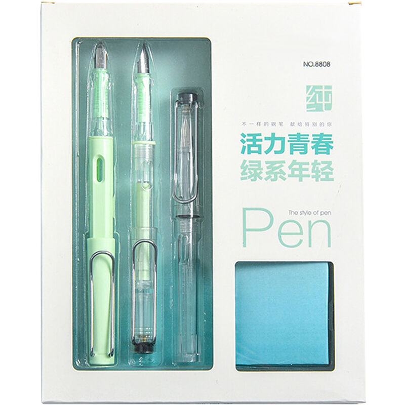 Fountain Pen Set 0.5mm Nib with 12 Ink Cartridges 2 Nibs 1 Ink Absorber Excellent Writing Gift for Business office School Student Men and Women