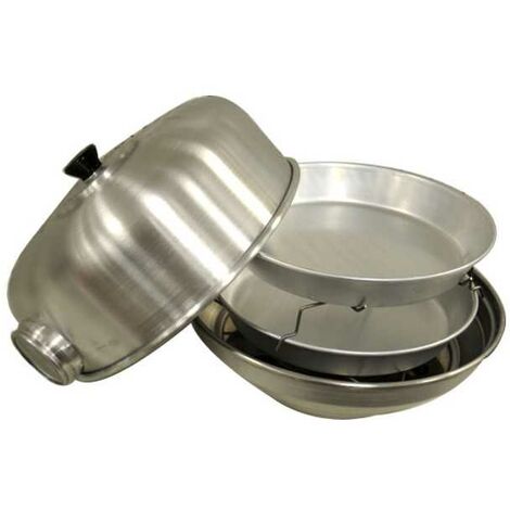 Four à œil en aluminium 35 cm – Corps en aluminium pur 99% – Diffuseur de flamme inox – 2 supports et moules à tarte – Agnelli