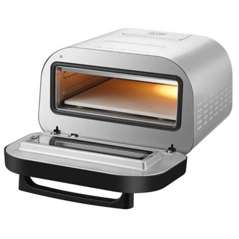 Four à pizza - 1700 W - 80°C à 400°C - Pierre à cuire 32 x 32 cm - Minuterie-Inox noir - KITCHENCHEF