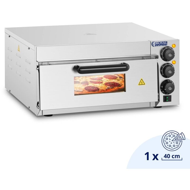Royal Catering - Four à Pizza Électrique Inox 2000W 230V 350 °c 40X40X1 5Cm