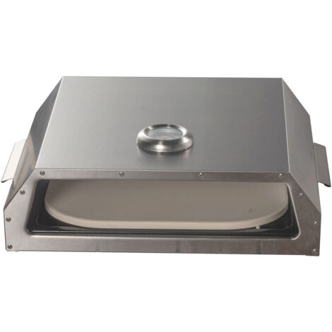 Four à pizza en acier inoxydable avec plaque céramique – Taille 448x353x120mm – Thermomètre intégré pour cuisson précise – Bighorn