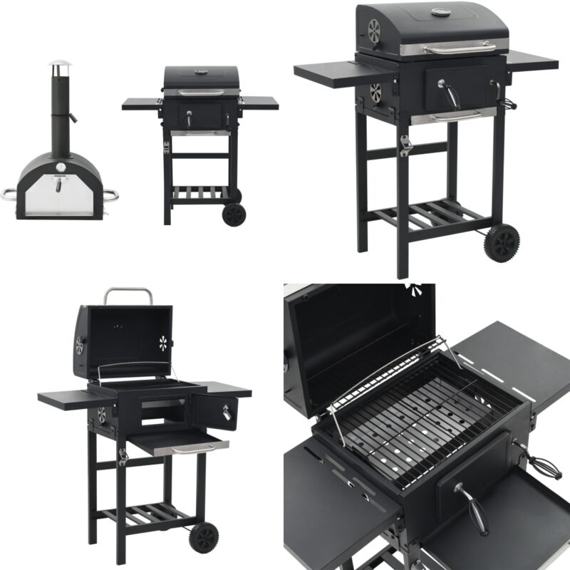 Vidaxl - Four à pizza et barbecue d'extérieur 3 en 1 Noir - four à pizza d'extérieur - fours à pizza d'extérieur - Home & Living - Noir