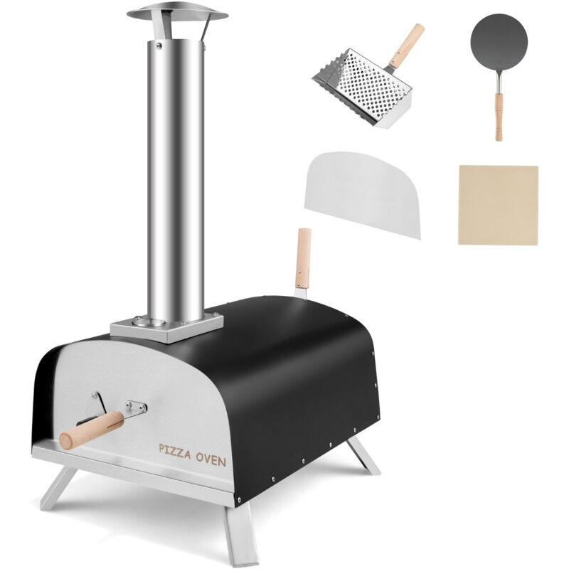 Four à pizza extérieur aux granulés de bois avec pierre à pizza pelle pare-feu pieds pliables cheminée amovible