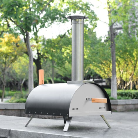 Four a pizza exterieur, machine a pizza, four a granules de pizza avec pierre a pizza de 13 pouces, thermometre, pelle a pizza, acier inoxydable