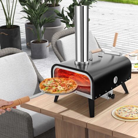 Four à Pizza Extérieur Portable en Acier Inoxydable avec Pierre à Pizza de 30 cm Poêle à Pizza à Granulés de Bois à 3 Couches CW1443 DESIGN IN