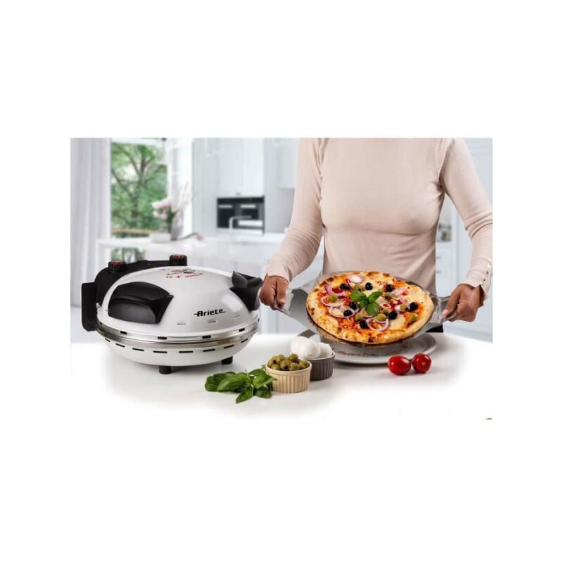 Ariete - Four a Pizza électrique 918 - Blanc - Pierre réfractaire - 1200W - Diametre 33cm - Température max 400°C