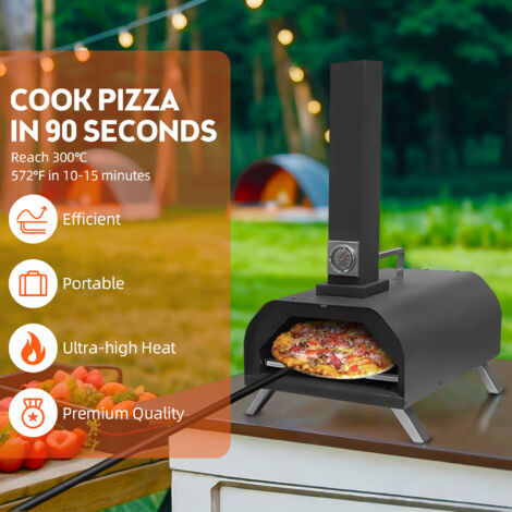 Four à Pizza Portatif en Acier Inoxydable pour Camping et Jardin, Température 300°C, Pizza 11 Inches