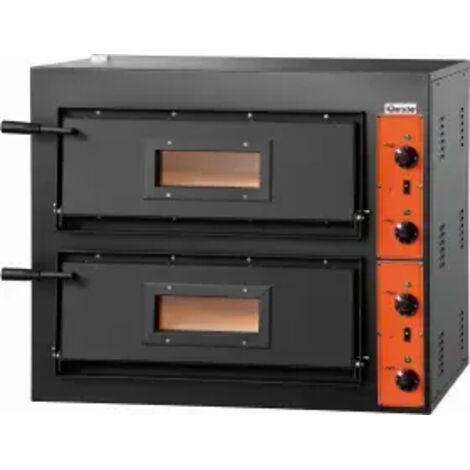 Four électrique 2 x 4 pizzas (Ø)300 mm, noir, 8400 W, 400 V - TRI