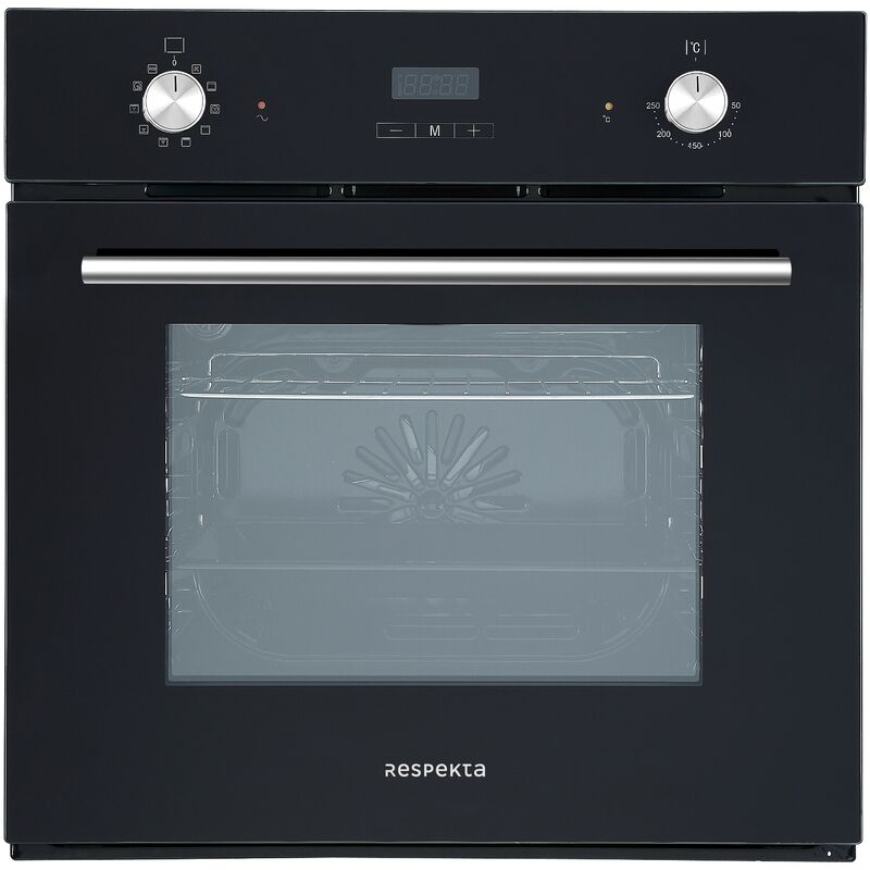 Respekta - Four encastrable Cuisinière autarcique Grill Air chaud Façade verre noir led Timer